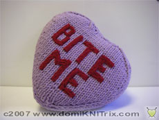 Knit up this naughty valentine pillow in just a couple of hours. Only $2 (USD) 